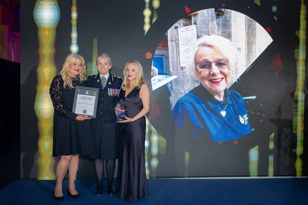 Photograph of Jennifer Ellen, Chief Constable Blakeman and Heledd Parri at the awards