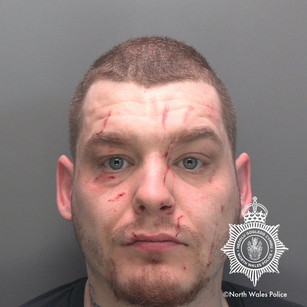 Custody Image of Ben Marshall. Photo: North Wales Police.