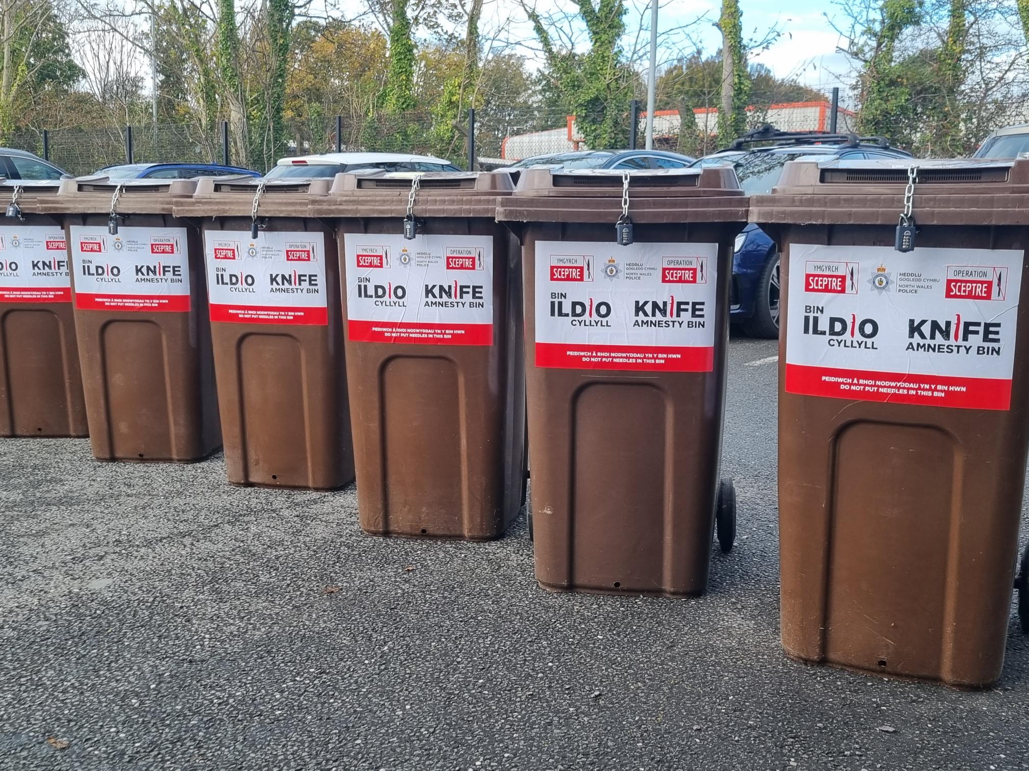 Photograph showing the knife amnesty bins