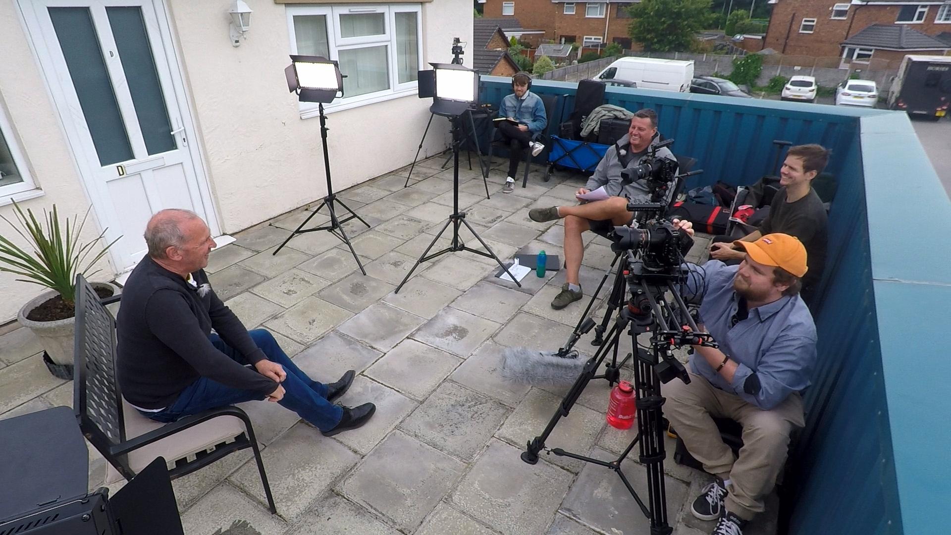 Photograph showing the filming take place