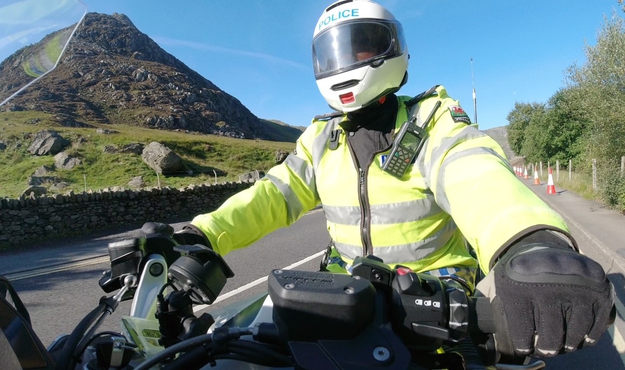 Photograph of a police motorcyclist