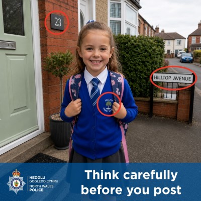 Image of school child demonstrating how personal details can be shared online