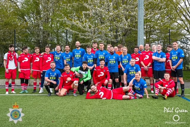 Players from Wrexham Town Police Station FC and Bridge The Gap FC