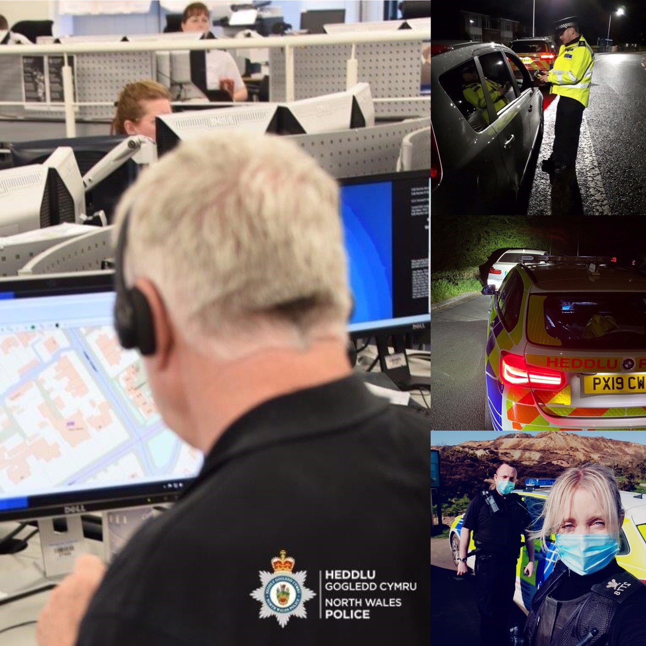 Photograph showing a call handler and police officer