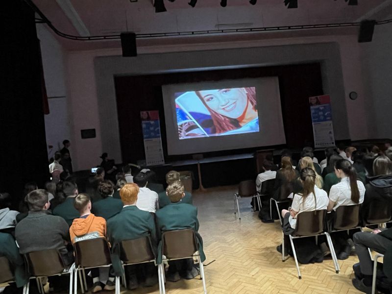 Photograph of pupils watching Olivia's Story