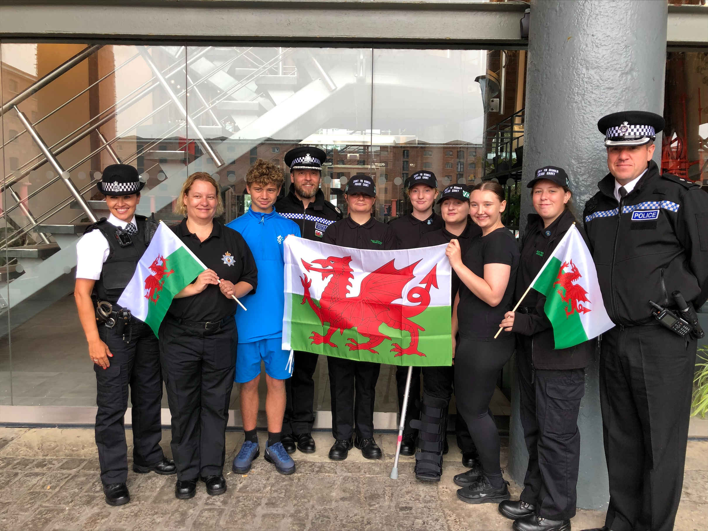 Chief Constable's challenge - Sgt Howard, ACC Allsop and Insp McNulty with the North Wales Police competitors.jpeg