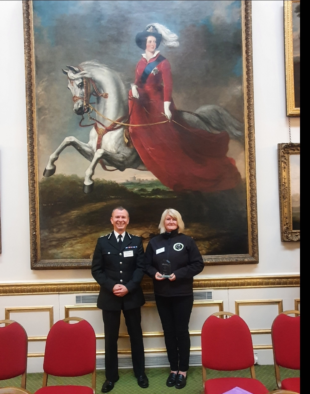 Helen Lacey with North Wales Police Deputy Chief Constable, Richard Debicki  at the Lord Ferrer Awards