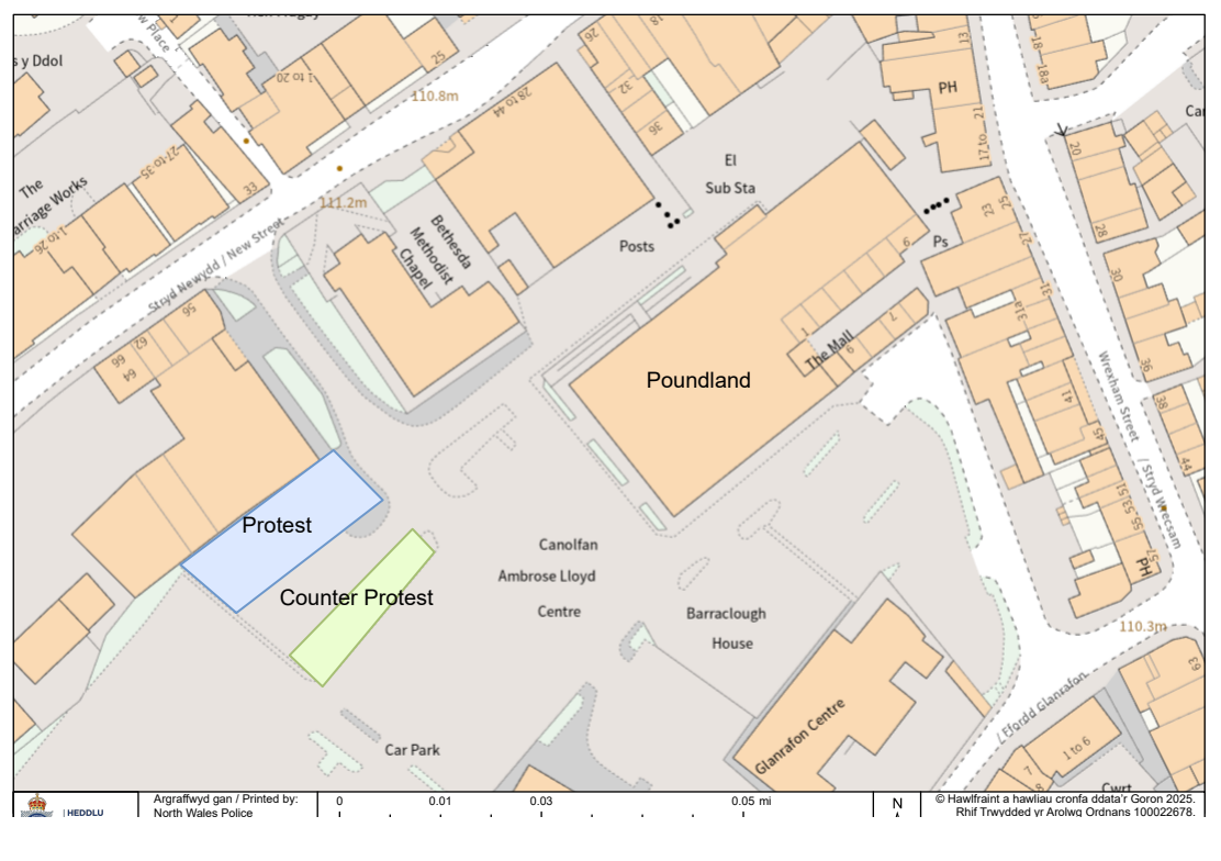 Outline of protest site