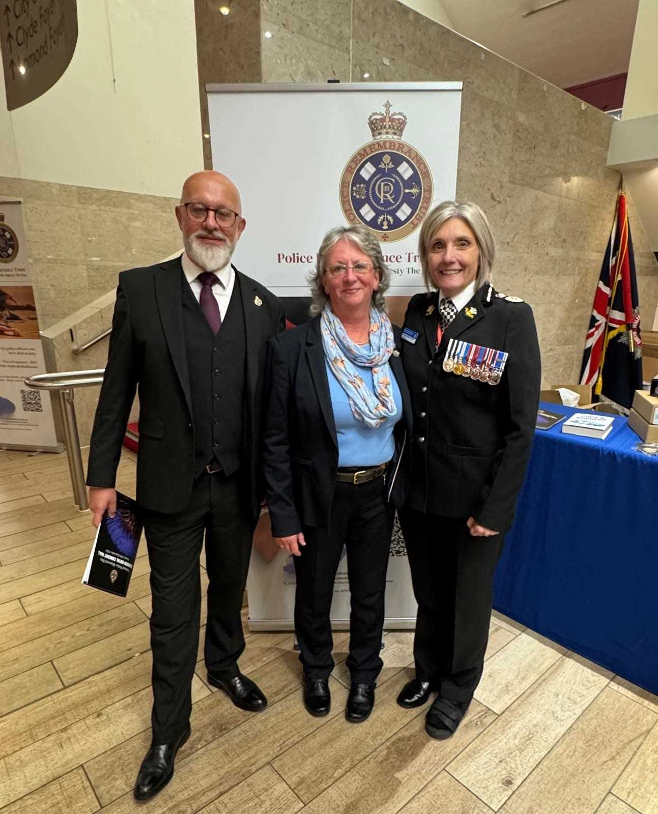 Photograph of Rob Jones, Chris Milne-Jones and Chief Constable Amanda Blakeman